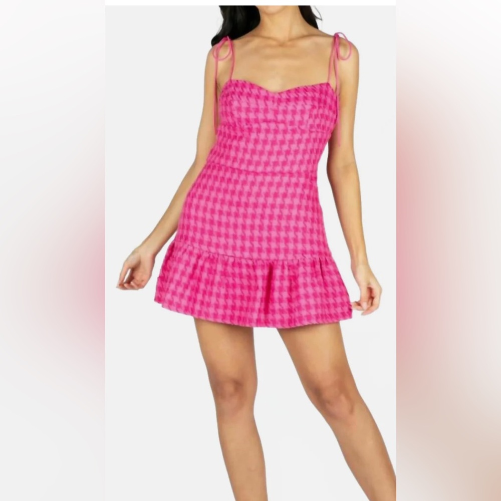 Sincerely Ours Pink tweed mini romper.